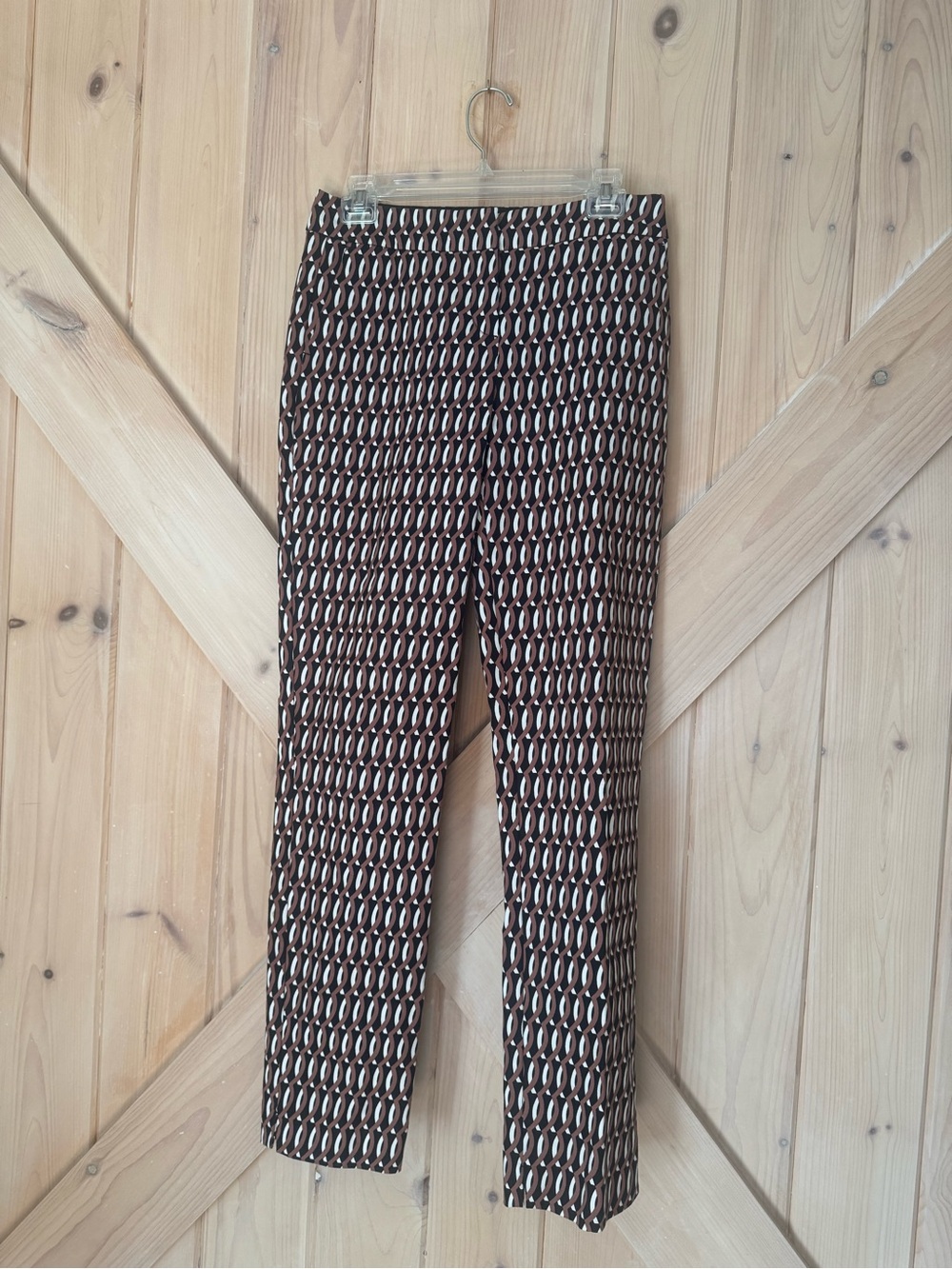 Boden Printed Cotton Stretch Slim Ankle Pants Black Brown White Size 4R